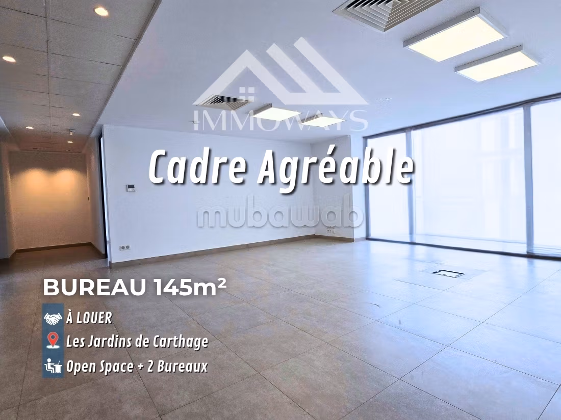 Bureau lumineux 145 m² aux Jardins de Carthage