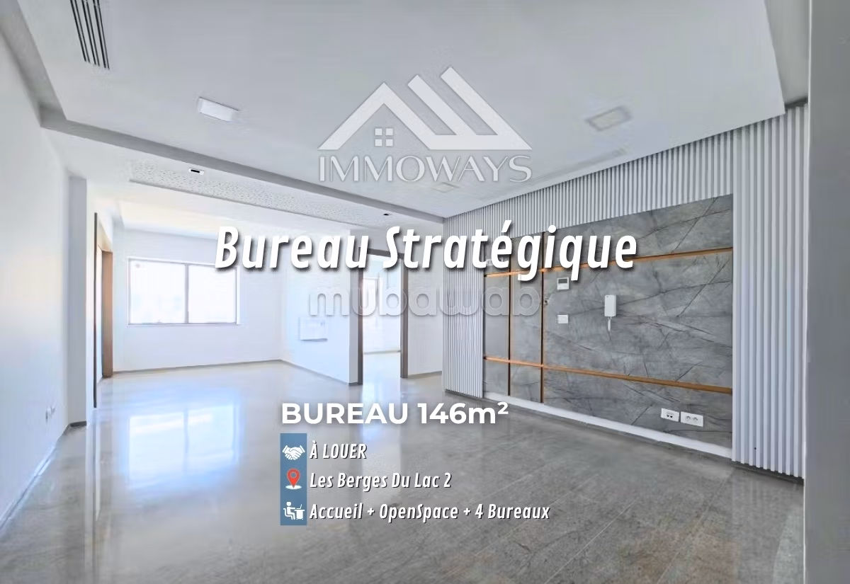Bureau 146m² à louer aux Berges du Lac 2